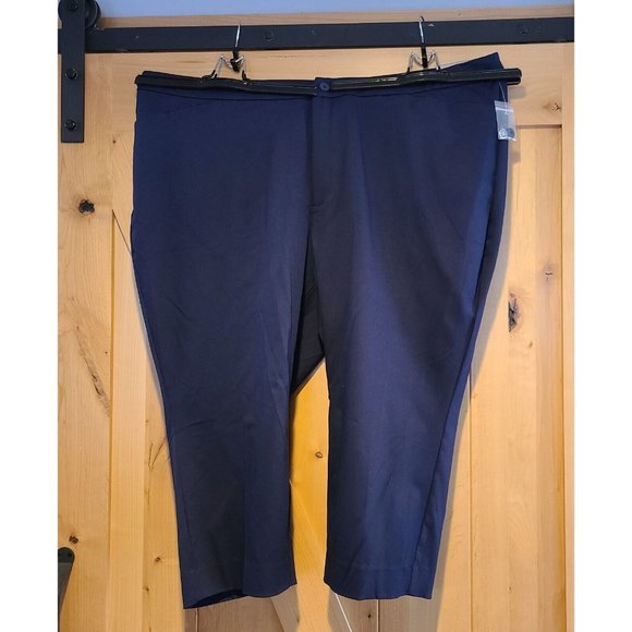 NEW! Catherines Universal Capri Women's Plus Size 30W PETITE Navy Blue  Stretch - Picture 1 of 12
